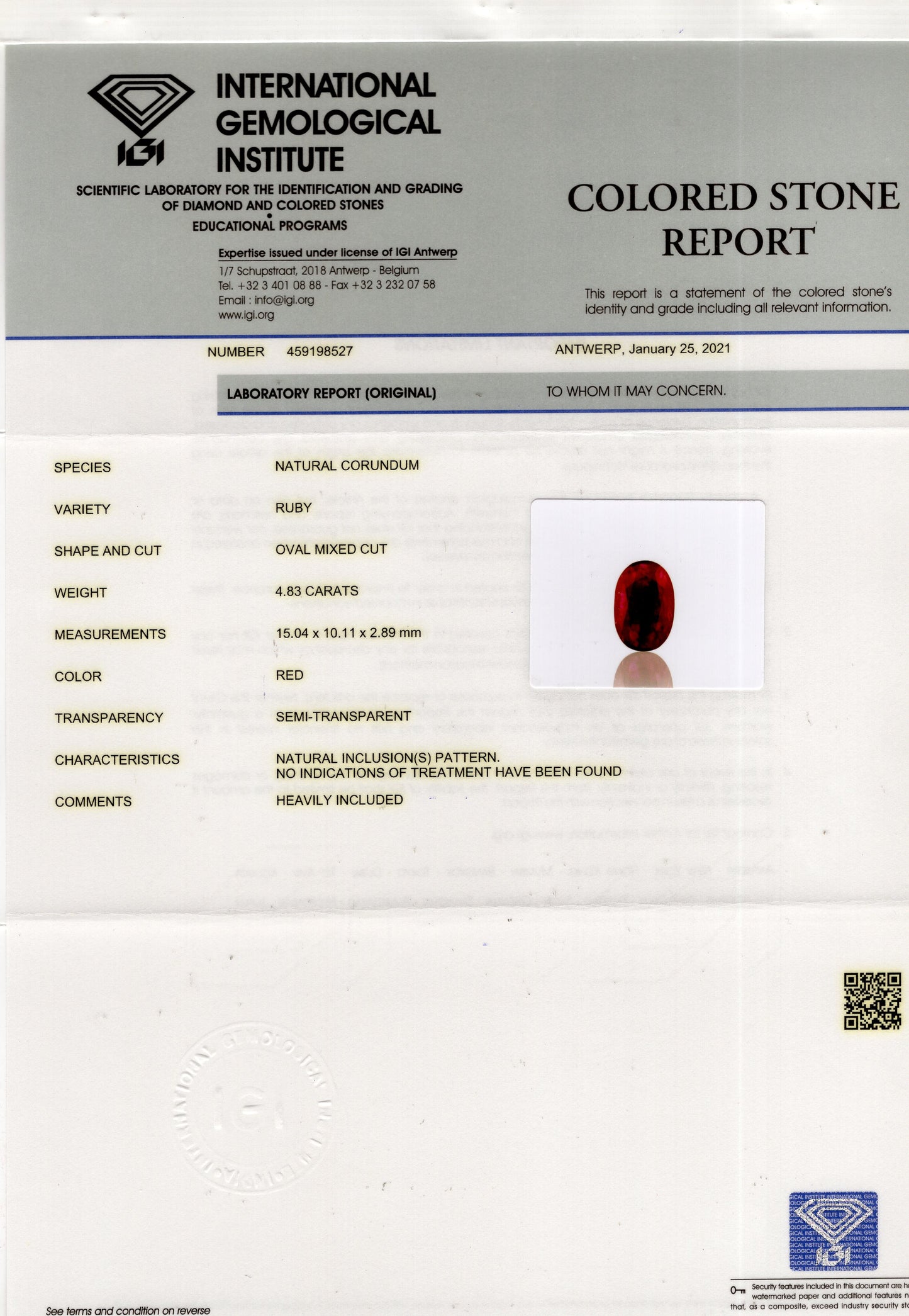 Burmese Ruby (Manik) 4.83 Carats