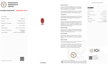 NATURAL RED CORAL (MOONGA) 13.31 CARATS
