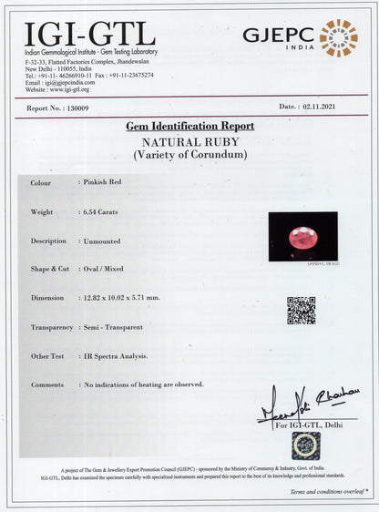 Burmese Ruby (Manik) 6.54 Carats