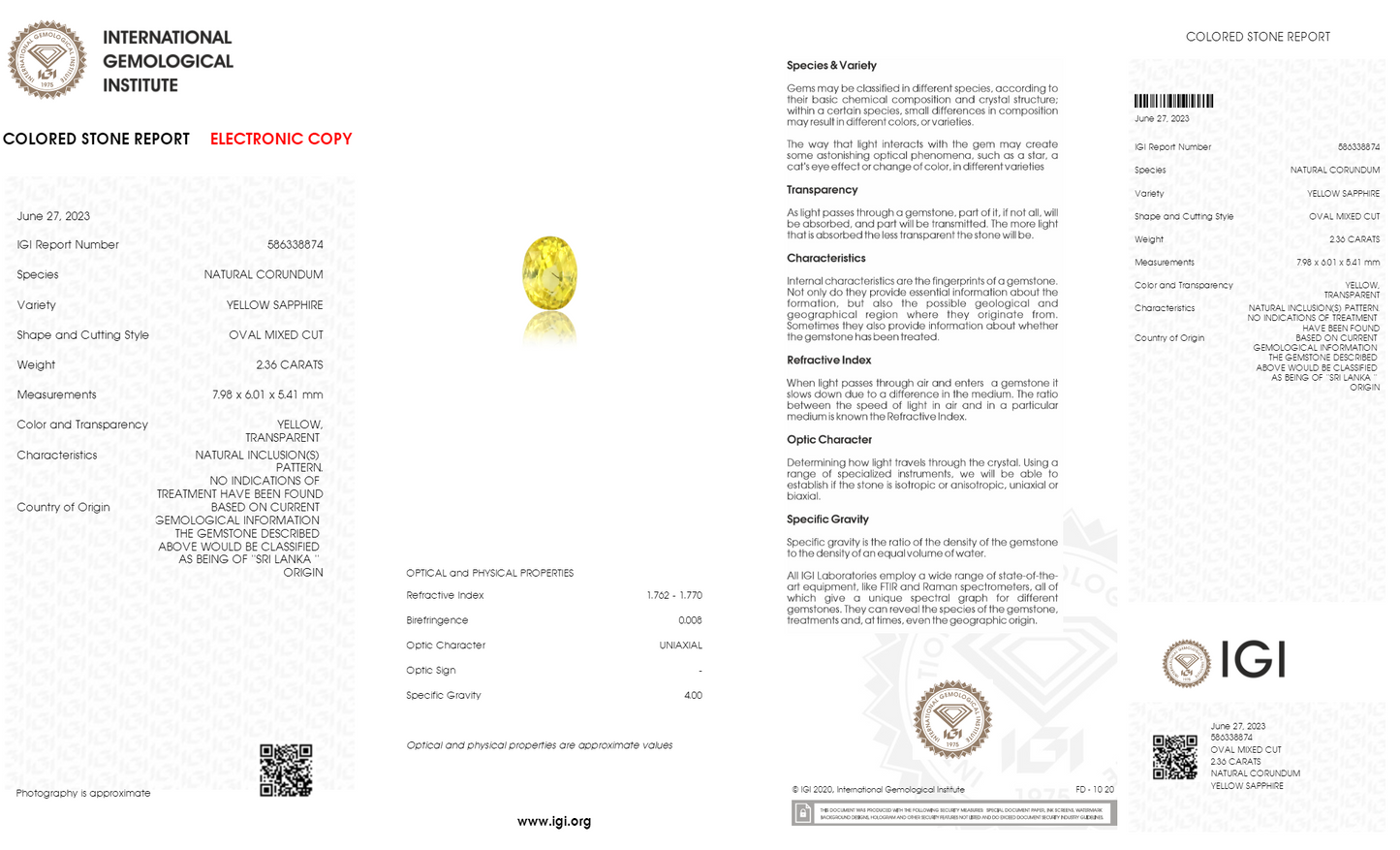 Natural Yellow Sapphire (Pukhraj) 2.36 Carats
