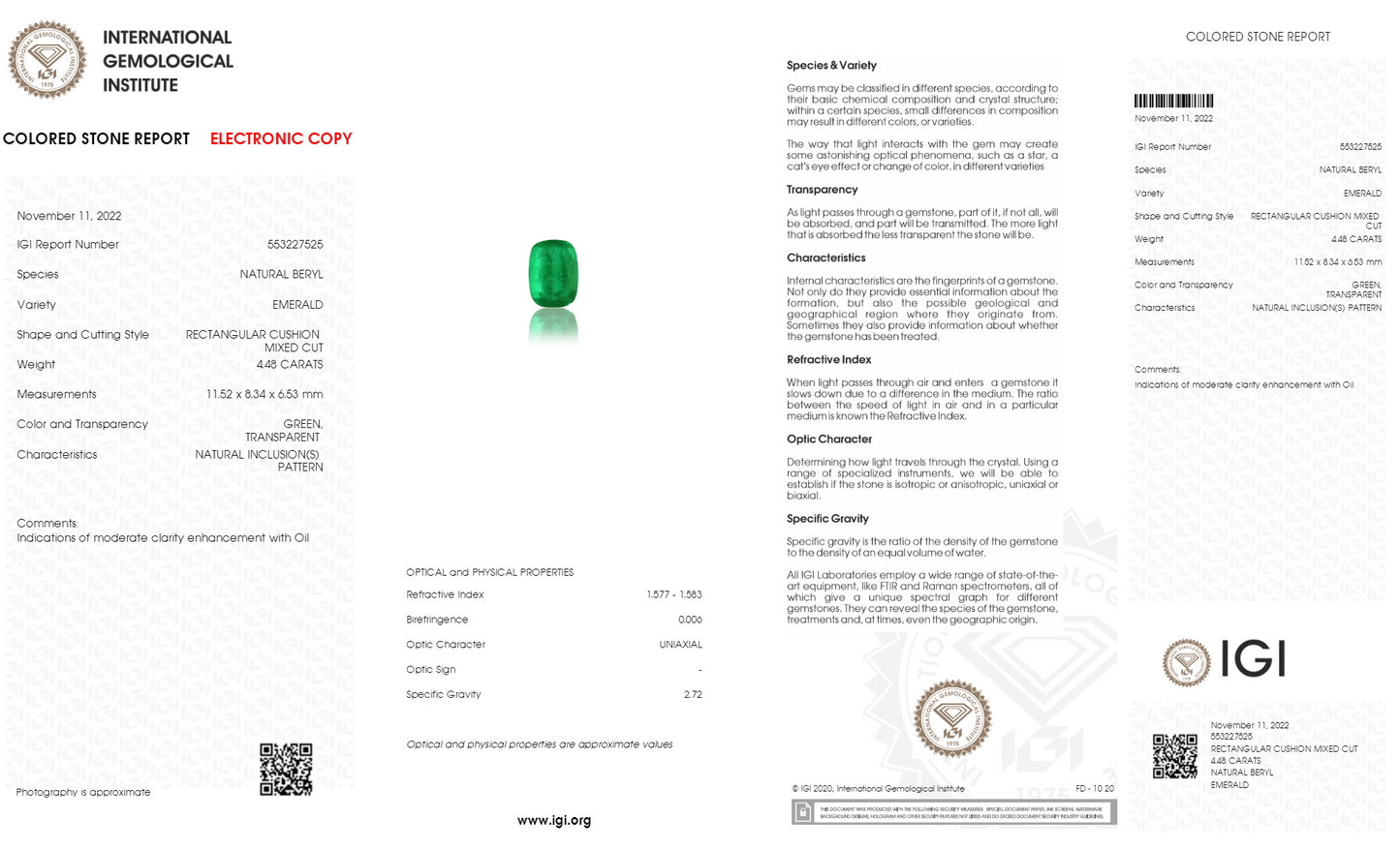 Natural Zambian Emerald (Panna) 4.48 Carats