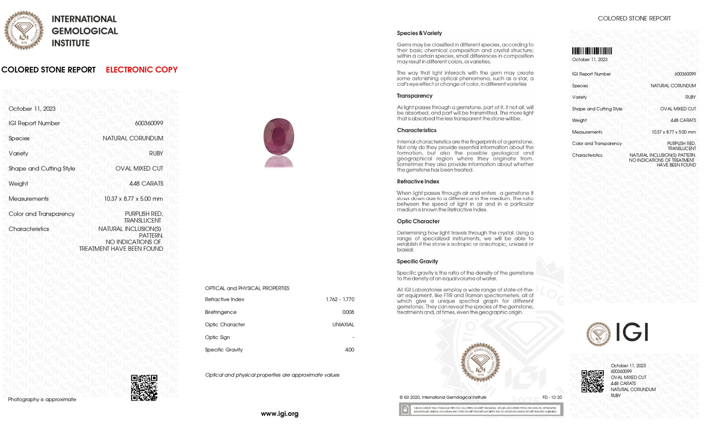Natural Mozambique Ruby (Manik) 4.48 Carats