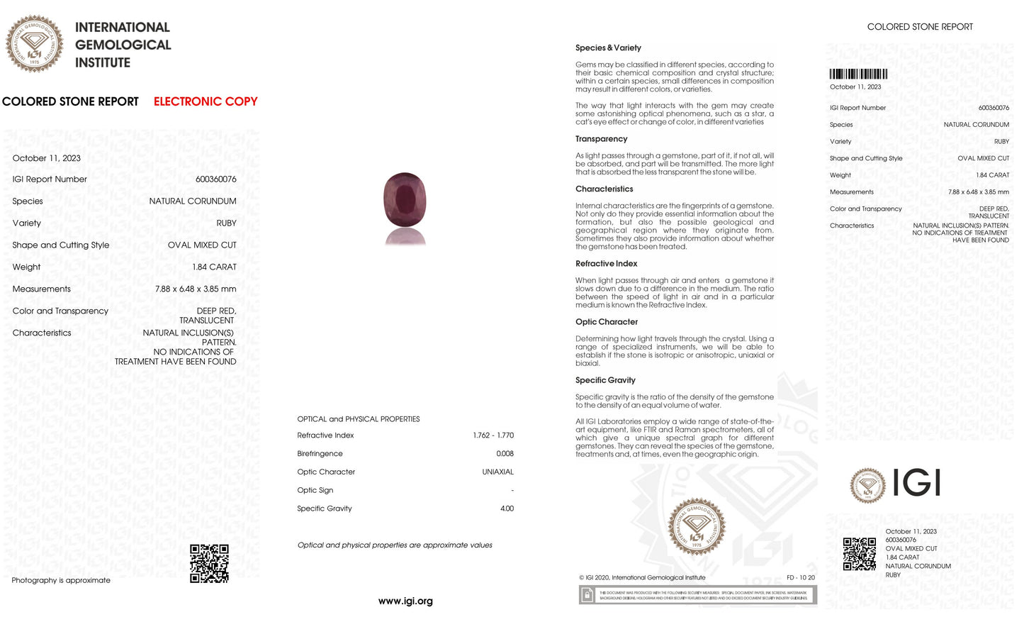 Natural Mozambique Ruby (Manik) 1.84 Carats
