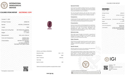 Natural Mozambique Ruby (Manik) 1.71 Carats