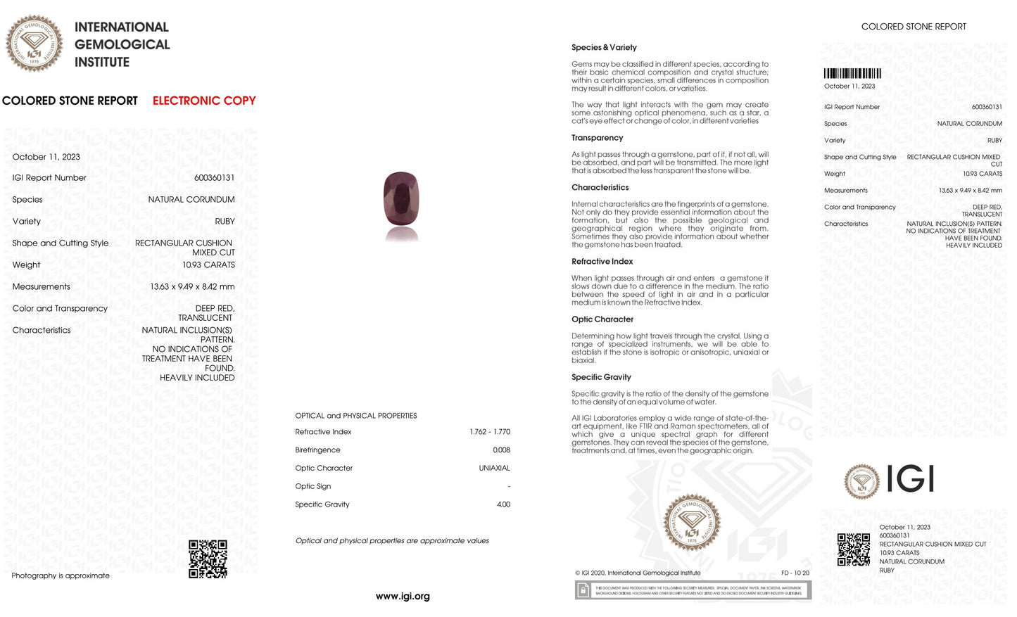 Natural Mozambique Ruby (Manik) 10.93 Carats