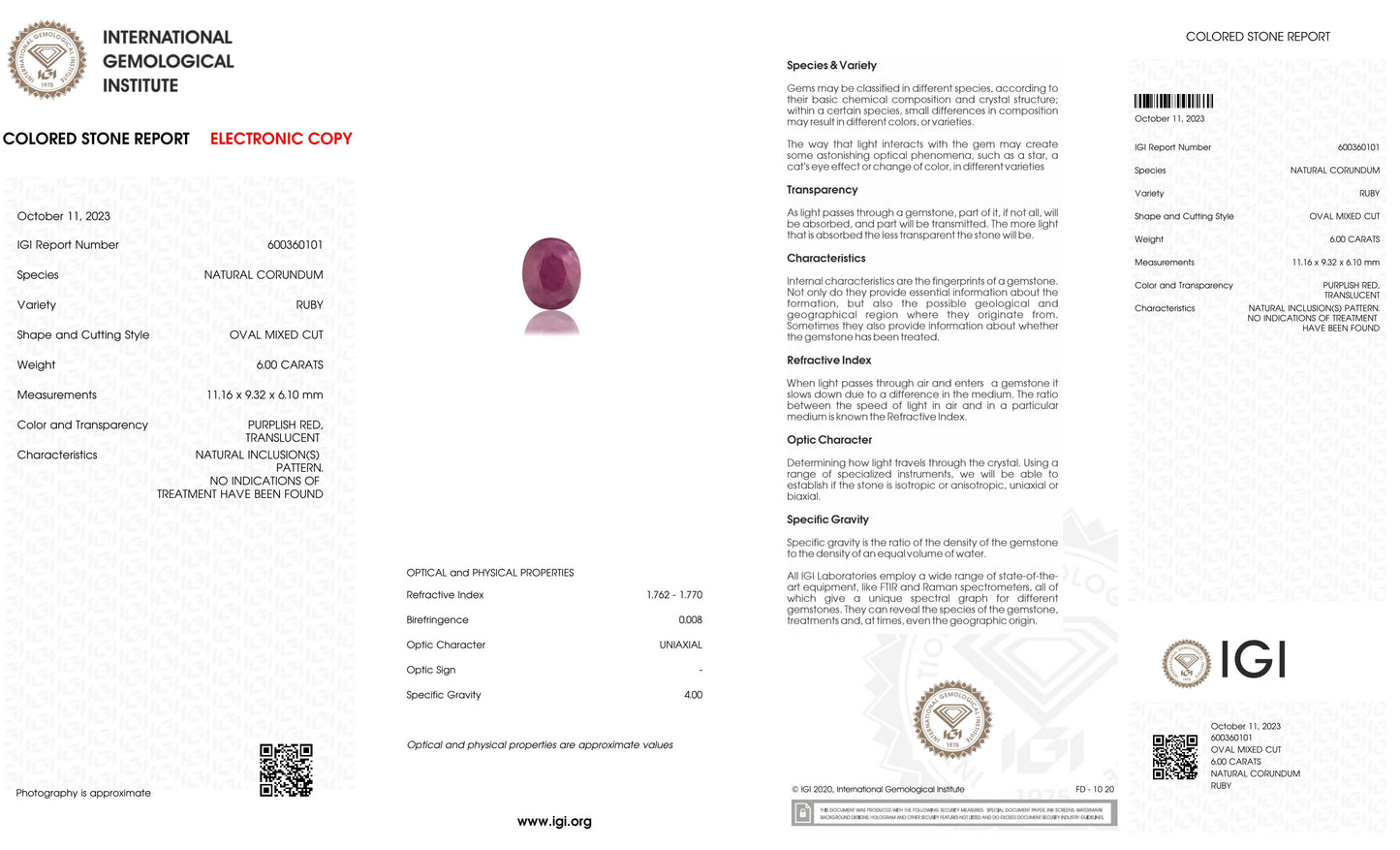 Natural Mozambique Ruby (Manik) 6.00 Carats