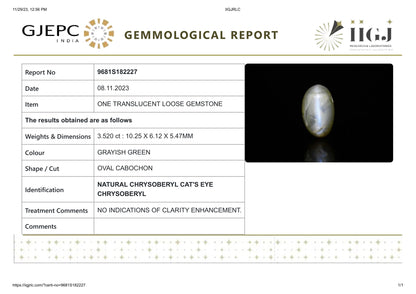 Natural Cat'S Eye (Lehsuniya) 3.52 Carats