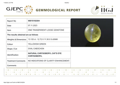 Natural Cat'S Eye (Lehsuniya) 13.12 Carats