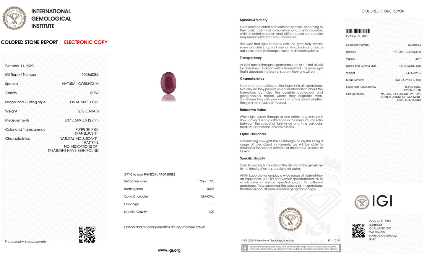 Natural Mozambique Ruby (Manik) 2.43 Carats