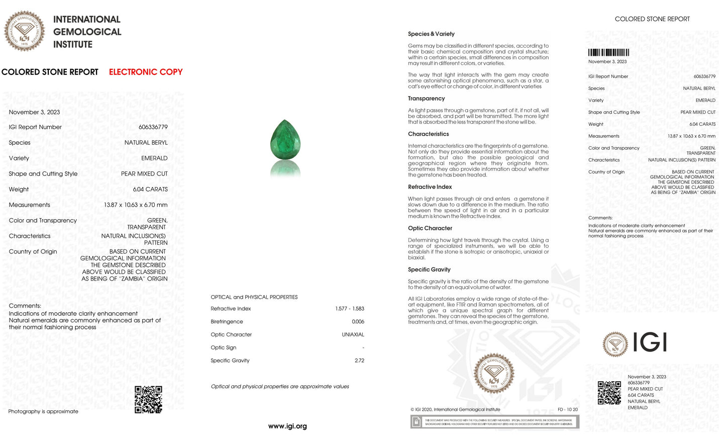 Zambian Emerald (Panna) 6.04 Carats