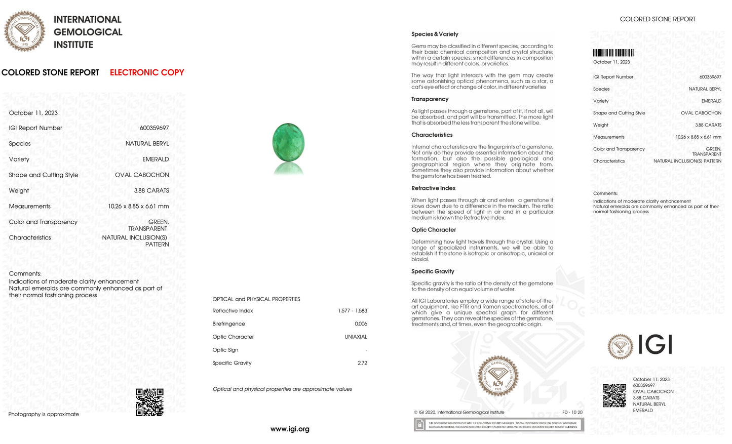 Zambian Emerald (Panna) 3.88 Carats