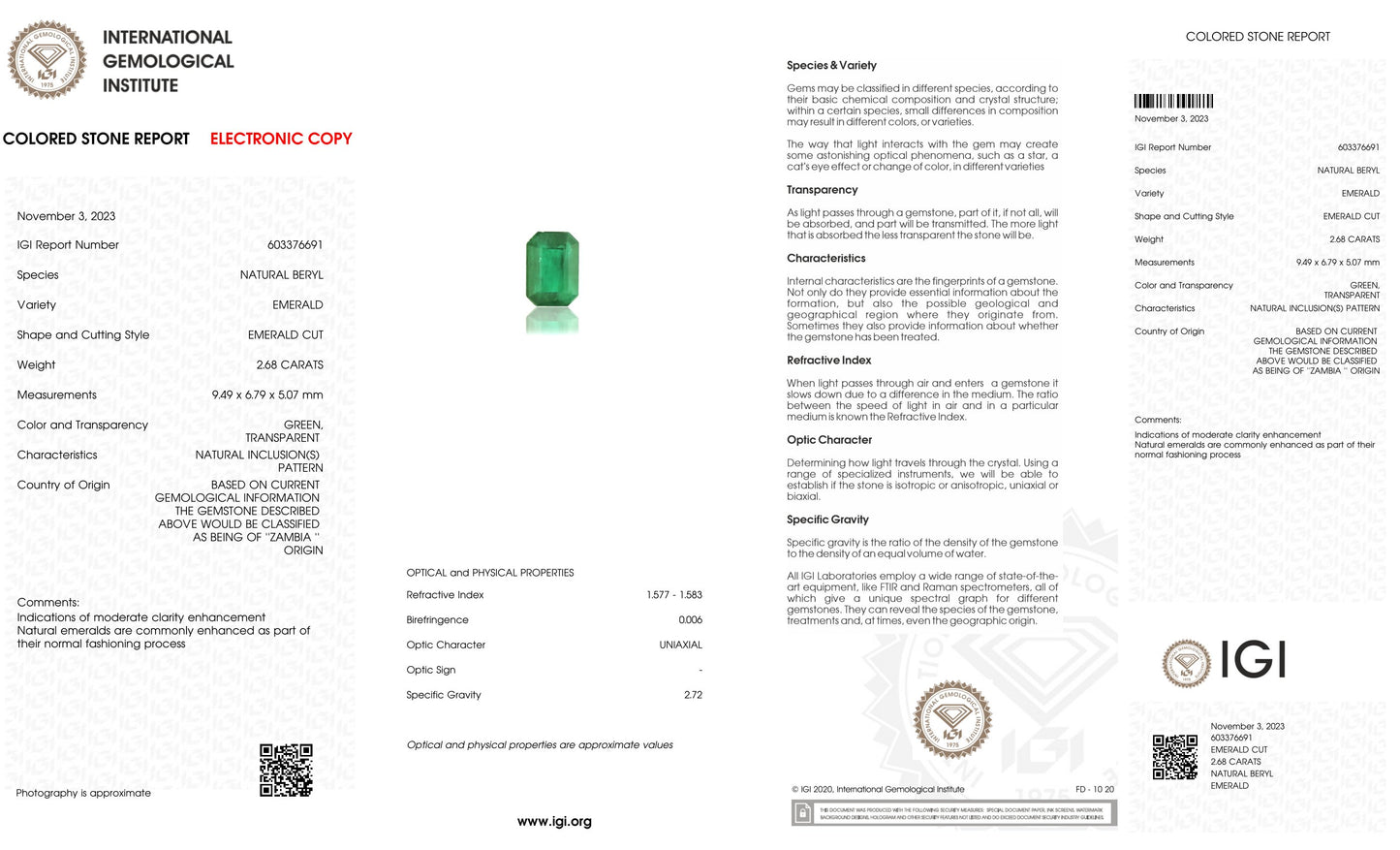 Natural Zambian Emerald (Panna) 2.68 Carats