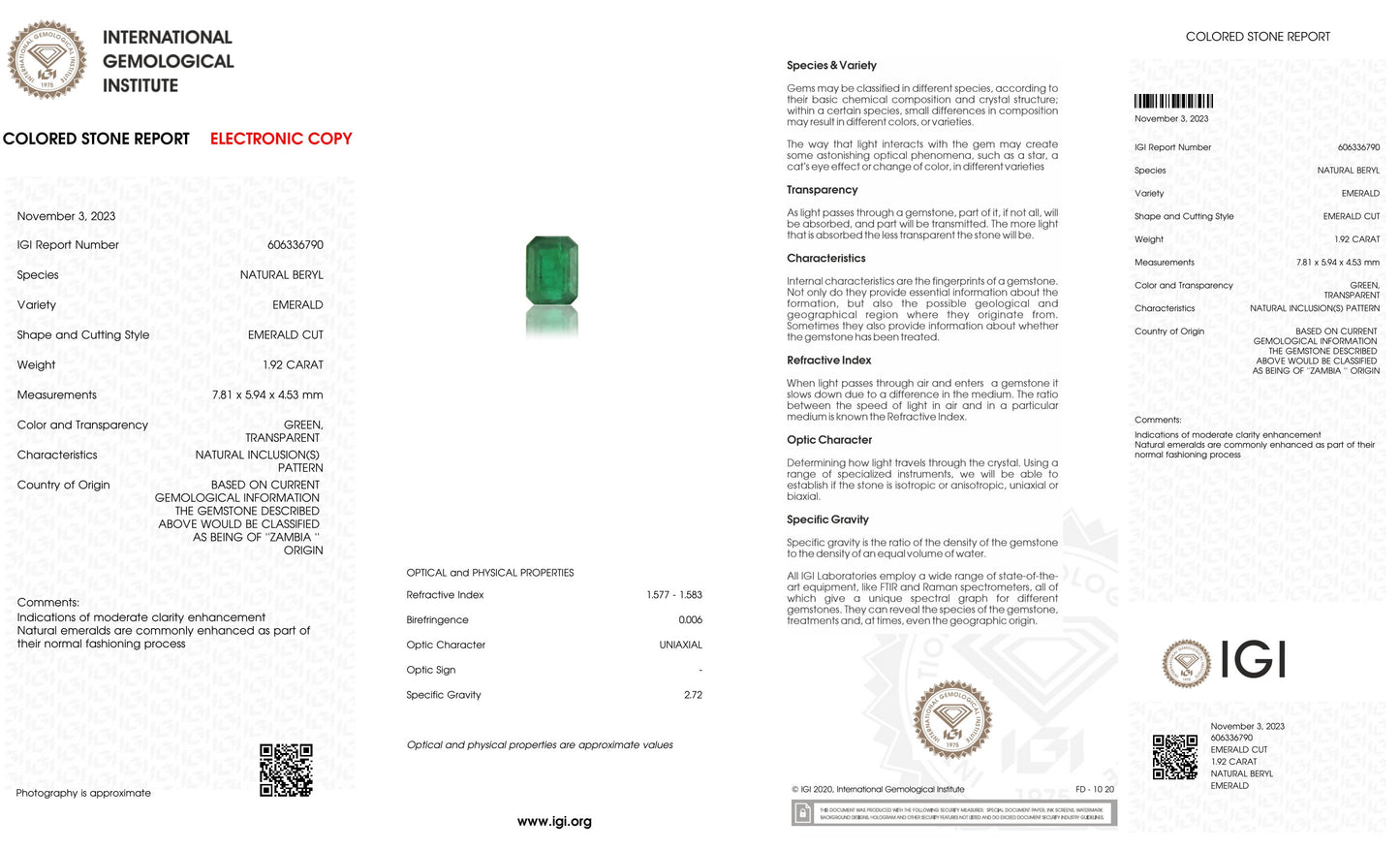 Zambian Emerald (Panna) 1.92 Carats