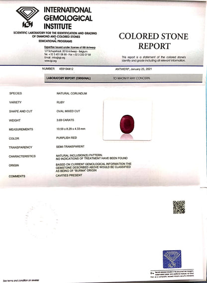 Burmese Ruby (Manik) 3.69 Carats