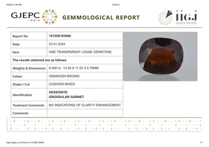 Natural Sri-Lankan Hessonite (Gomed) 8.49 Carats