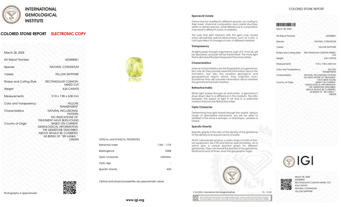 Natural Yellow Sapphire (Pukhraj) 4.26 Carats