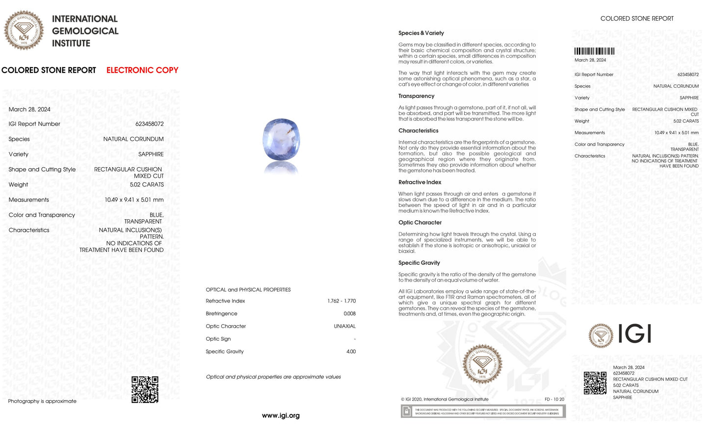 Natural Blue Sapphire (Neelam) 5.02 Carats