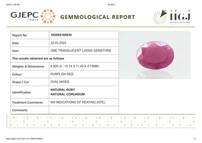 Natural African Ruby (Manik) 6.90 Carats