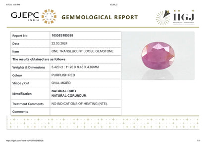 Natural African Ruby (Manik) 5.42 Carats