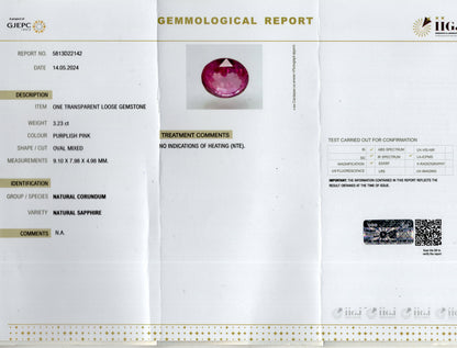 Natural Pink Sapphire 3.23 Carats