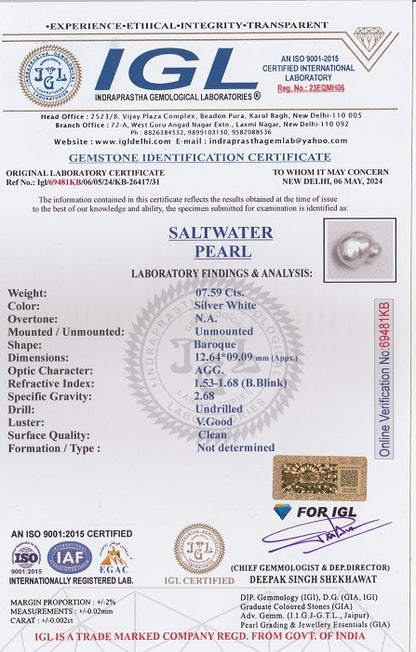 Venezuela Pearl (Moti) 7.59 Carats