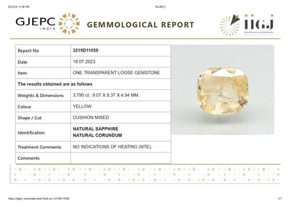 Natural Yellow Sapphire (Pukhraj) 3.79 Carats