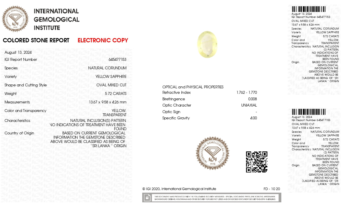 Natural Yellow Sapphire (Pukhraj) 5.72 Carats