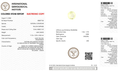 Natural Yellow Sapphire (Pukhraj) 6.88 Carats