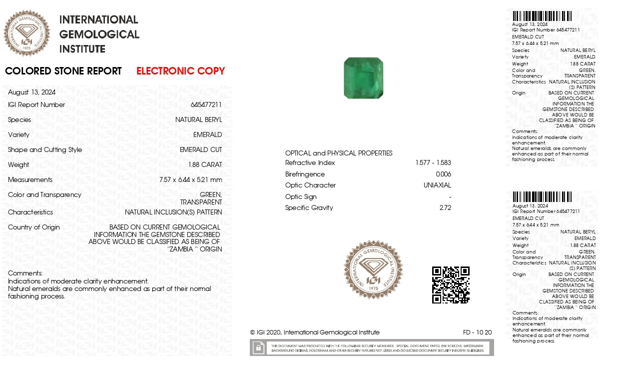 Natural Zambian Emerald (Panna) 1.88 Carats