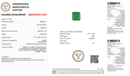 Natural Zambian Emerald (Panna) 1.88 Carats