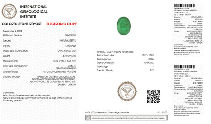 Natural Zambian Emerald (Panna) 4.78 Carats