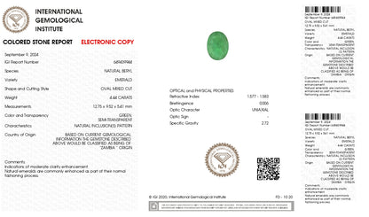 Natural Zambian Emerald (Panna) 4.44 Carats