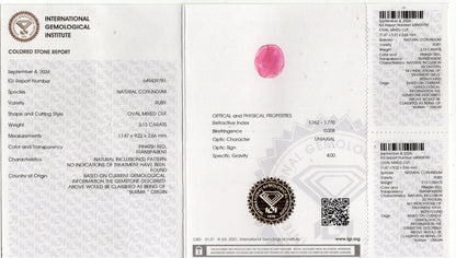 Burmese Ruby (Manik) 3.13 Carats