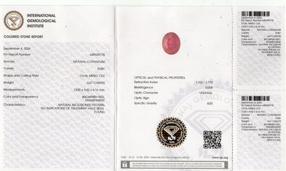 Natural Madagascar Ruby (Manik) 6.67 Carats