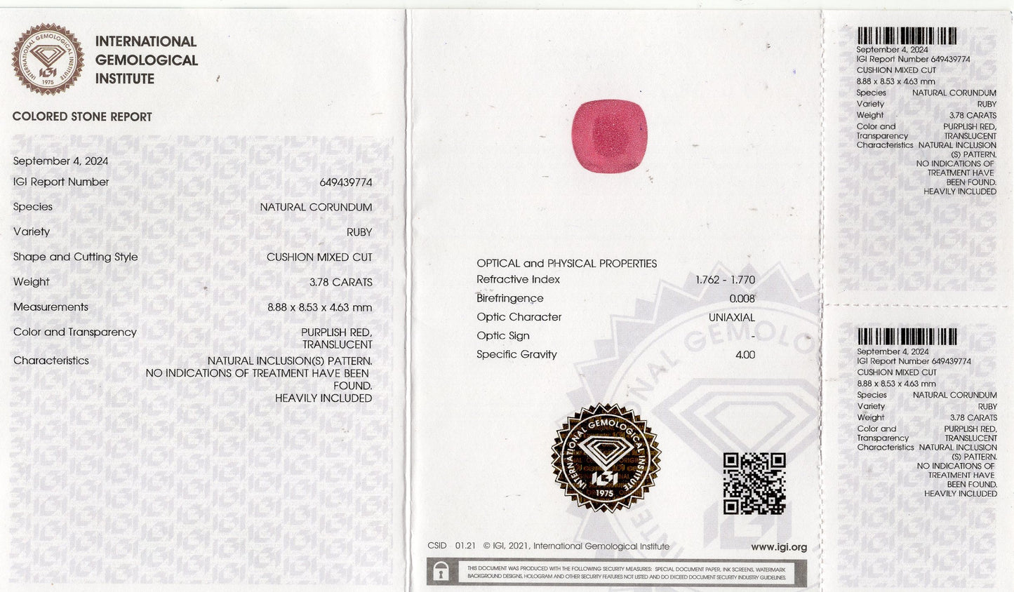 Natural Ruby (Manik) 3.78 Carats