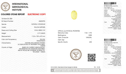 Natural Yellow Sapphire (Pukhraj) 3.77 Carats