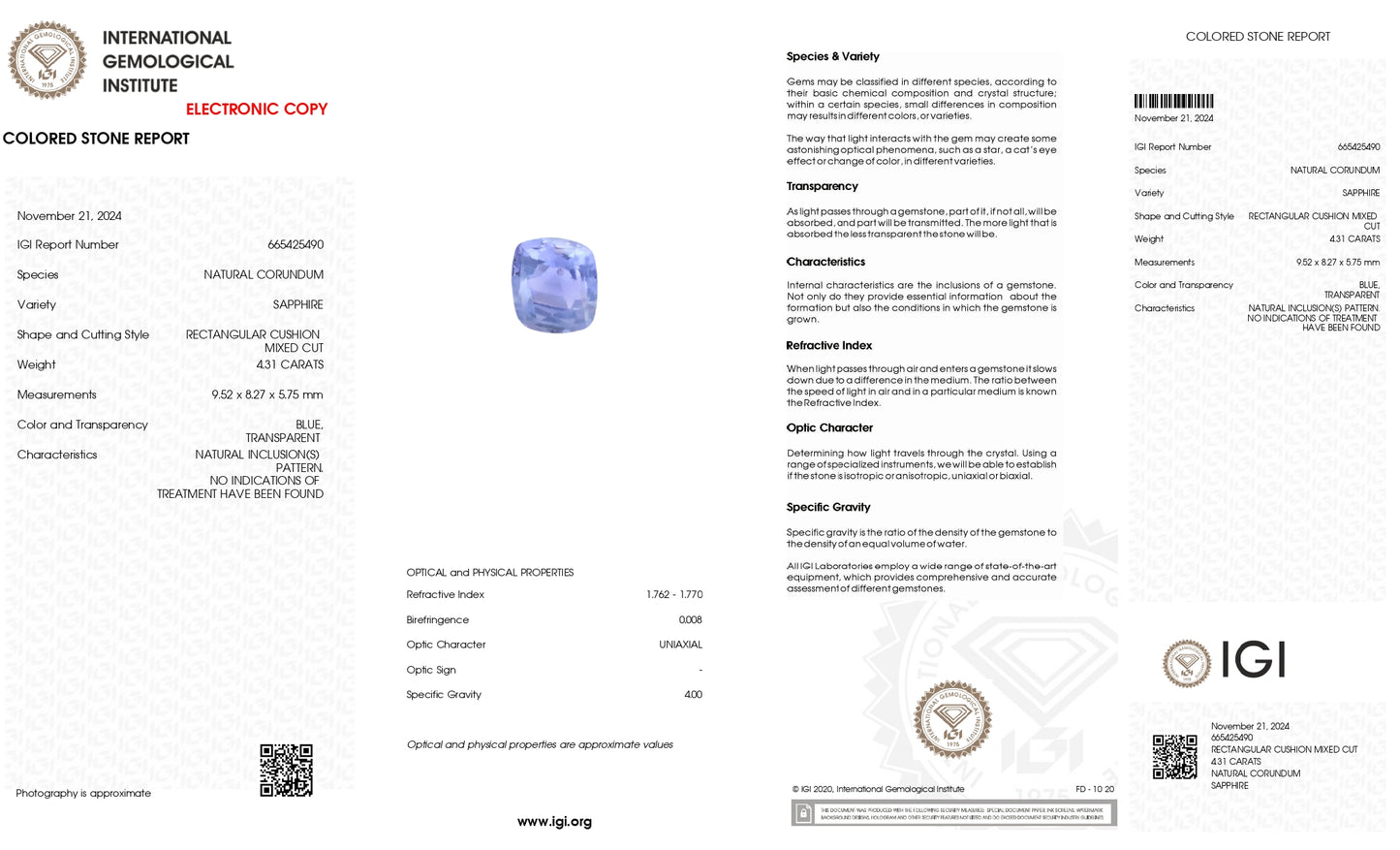 Natural Blue Sapphire (Neelam) 4.31 Carats