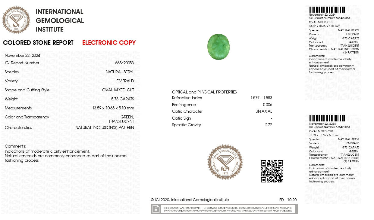 Natural Zambian Emerald (Panna) 5.73 Carats