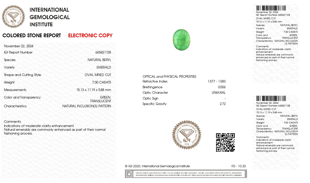 Natural Zambian Emerald (Panna) 7.00 Carats
