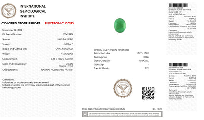 Natural Zambian Emerald (Panna) 7.16 Carats