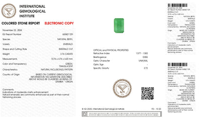 Natural Zambian Emerald (Panna) 3.76 Carats