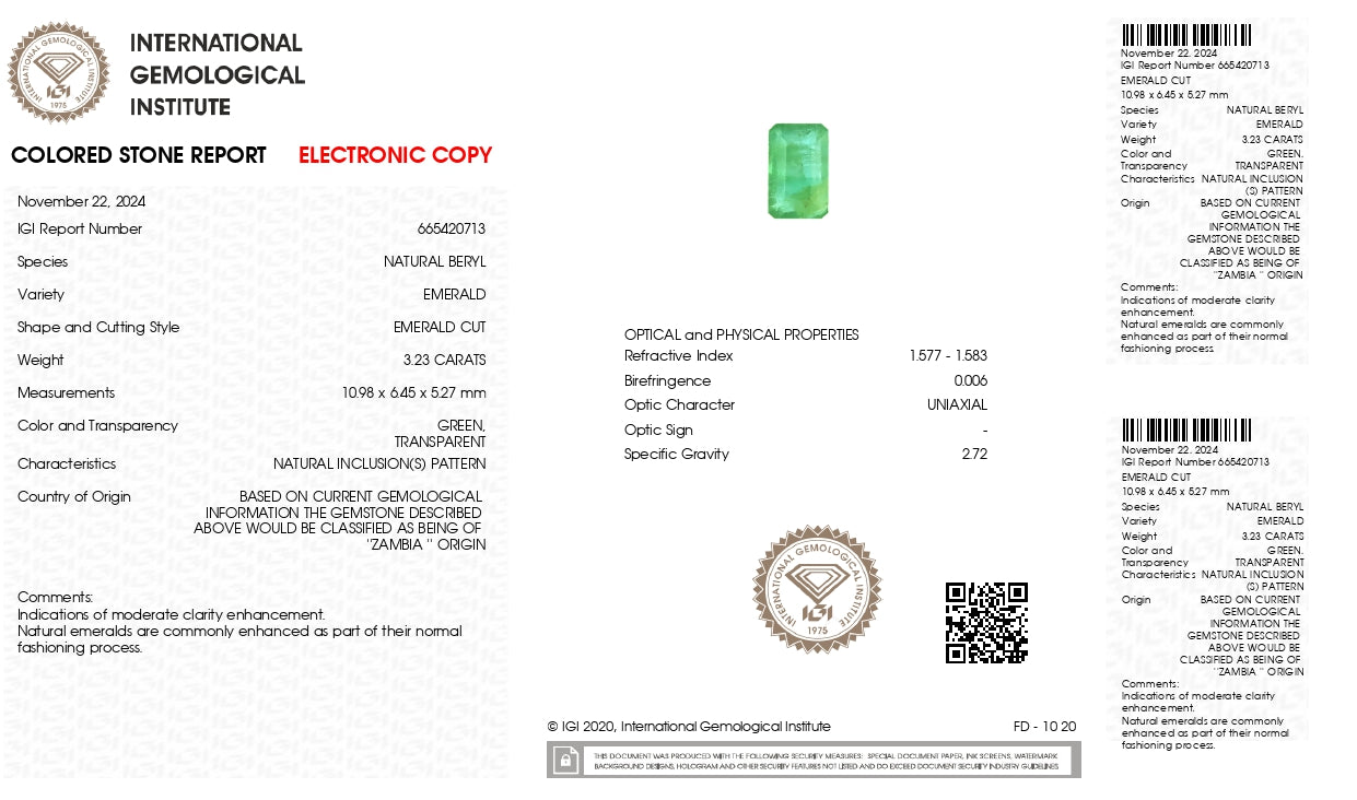 Natural Zambian Emerald (Panna) 3.23 Carats
