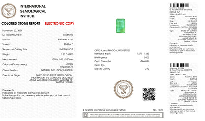 Natural Zambian Emerald (Panna) 3.23 Carats
