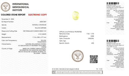 NATURAL YELLOW SAPPHIRE (PUKHRAJ) 3.72 CARATS