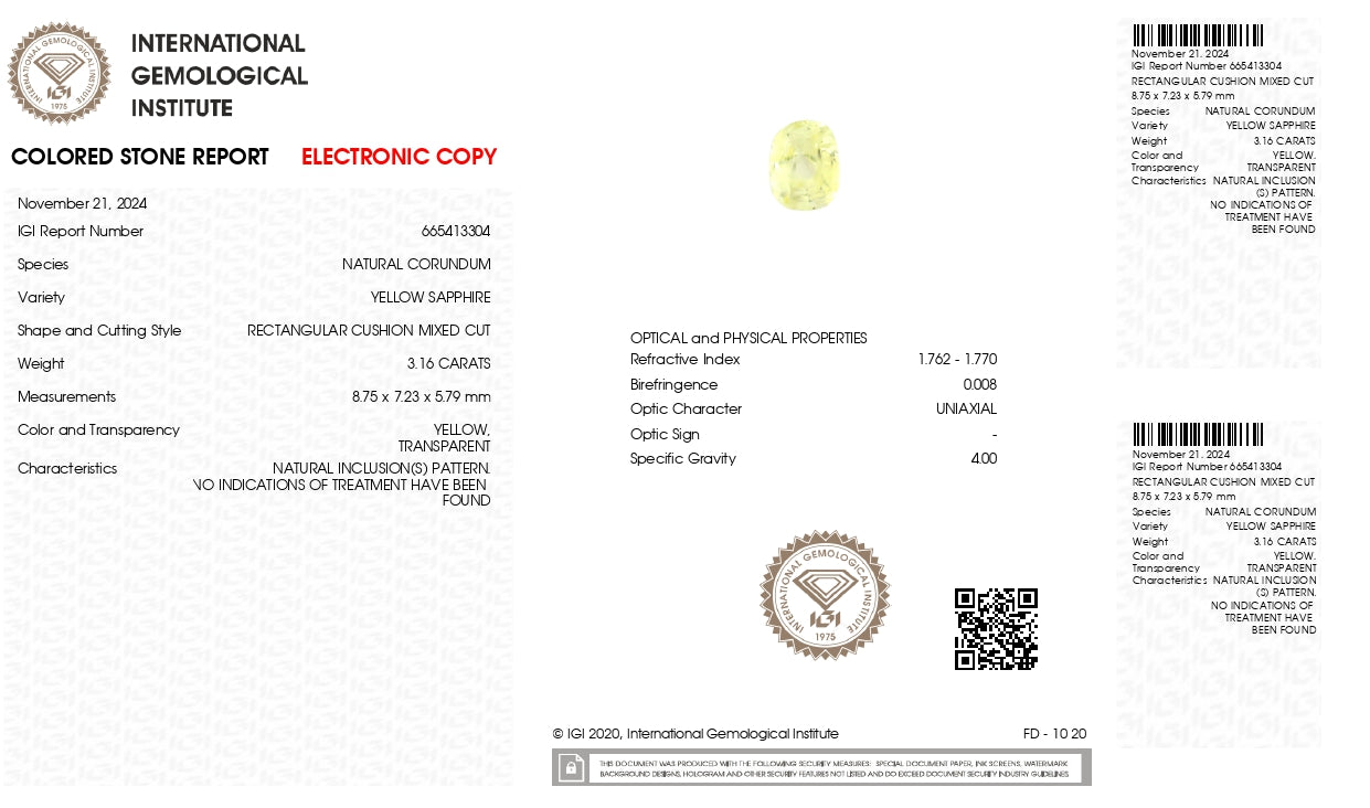 Natural Yellow Sapphire (Pukhraj) 3.16 Carats