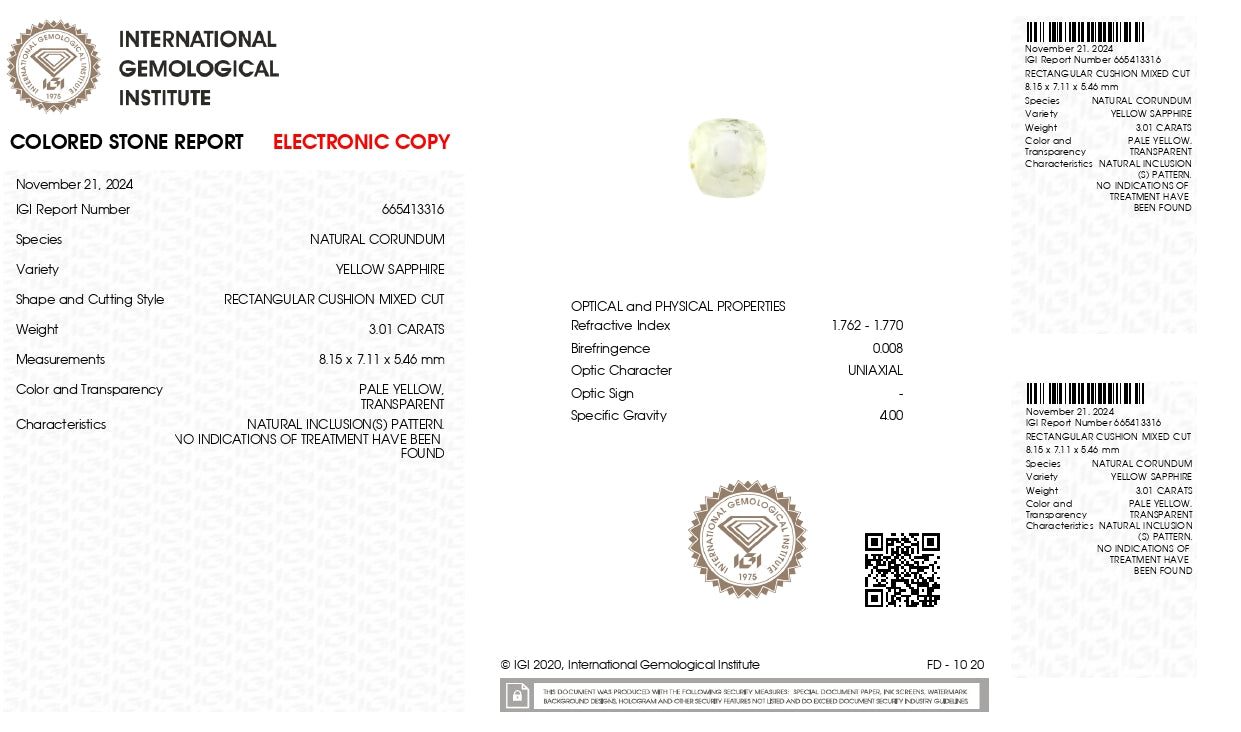 Natural Yellow Sapphire (Pukhraj) 3.01 Carats