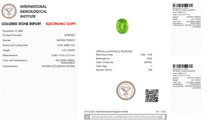 NATURAL PERIDOT 6.27 CARATS