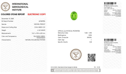 NATURAL PERIDOT 6.14 CARATS