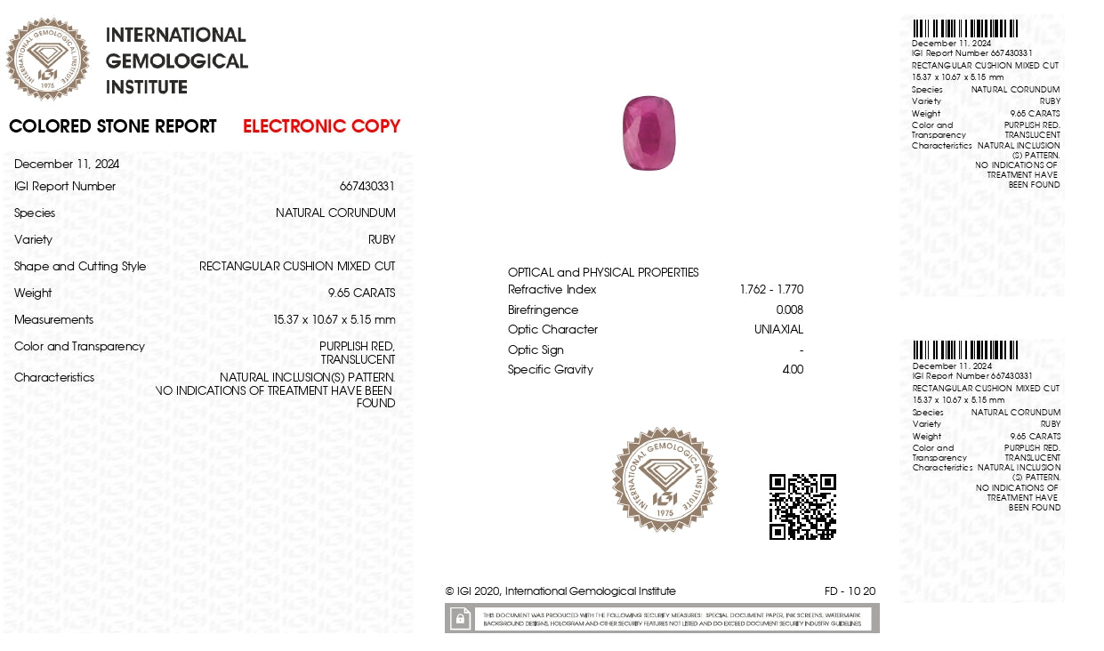 Natural Mozambique Ruby (Manik) 9.65 Carats