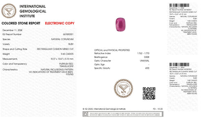 Natural Mozambique Ruby (Manik) 9.65 Carats